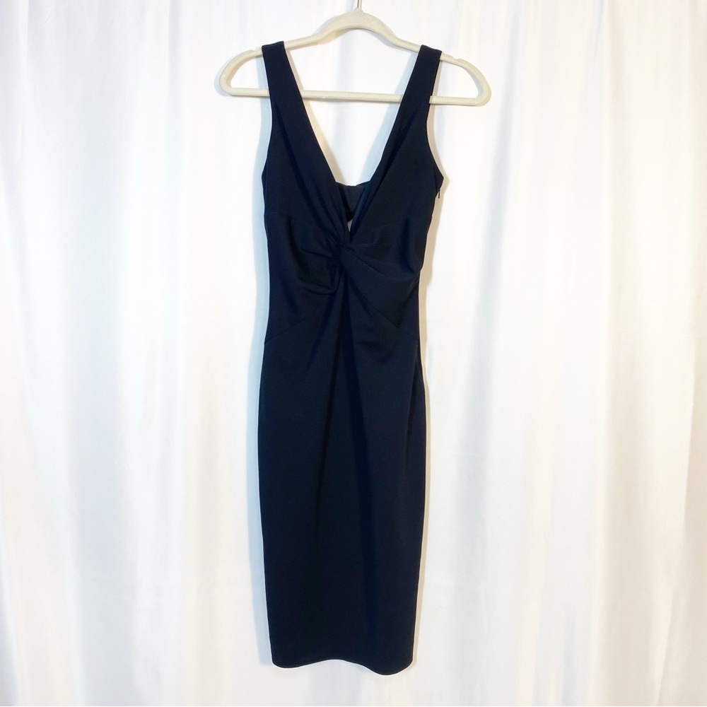 Katie May X Anthropologie BHLDN Eva Damaris Twist Front Midi Sheath Dress Black - Picture 2 of 14